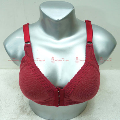 Women's Front Open Self Border Lace Padded Bra (3246)