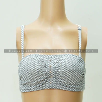 Ultra-Thin Half Cup Breathable Check Print Bralette 9354