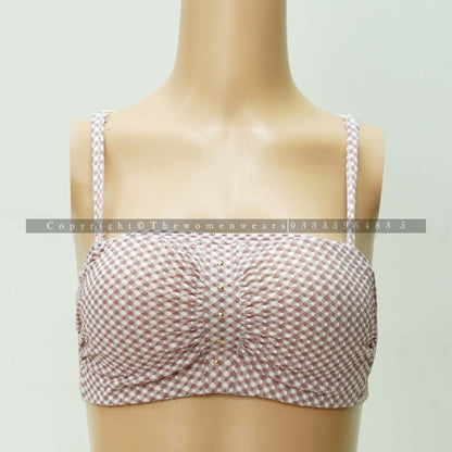 Ultra-Thin Half Cup Breathable Check Print Bralette 9354