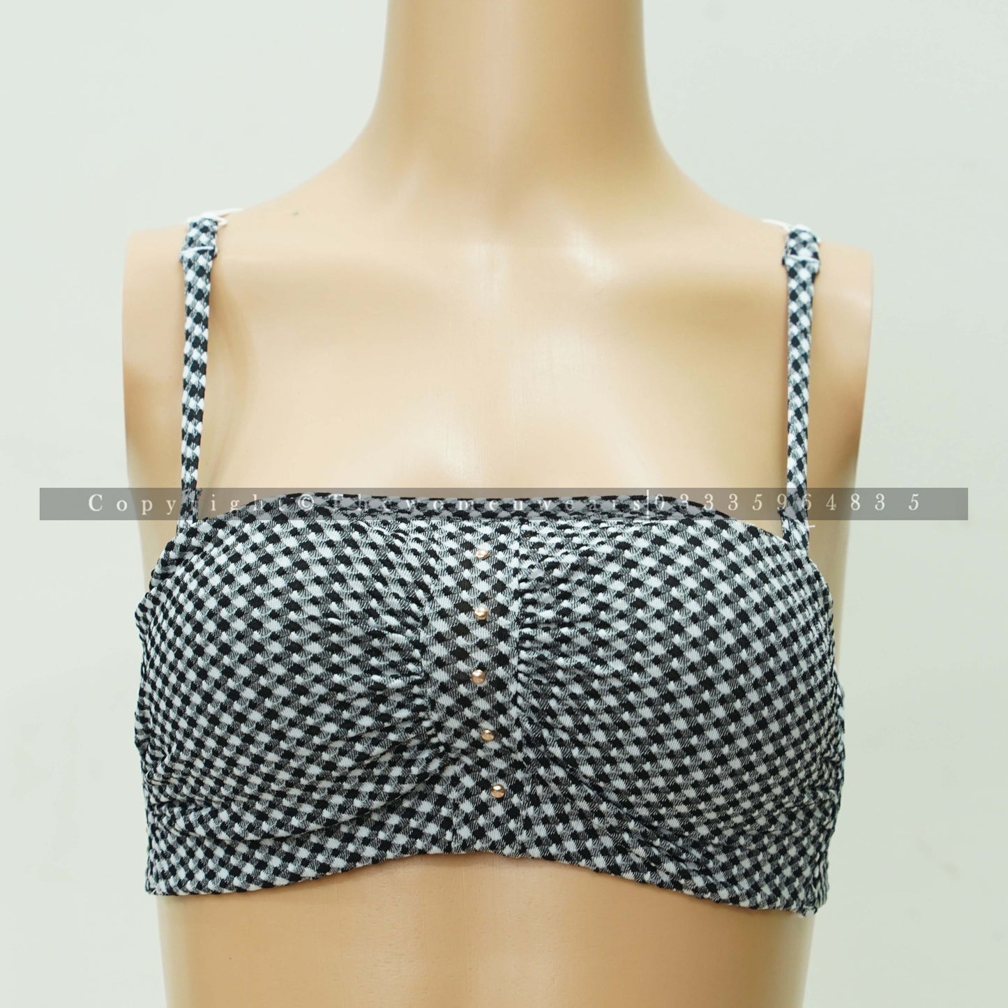 Ultra-Thin Half Cup Breathable Check Print Bralette 9354