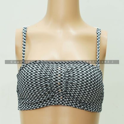Ultra-Thin Half Cup Breathable Check Print Bralette 9354