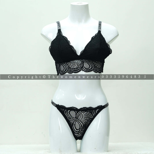 Women's Soft Padded Net Bralette Set (LV-2022)
