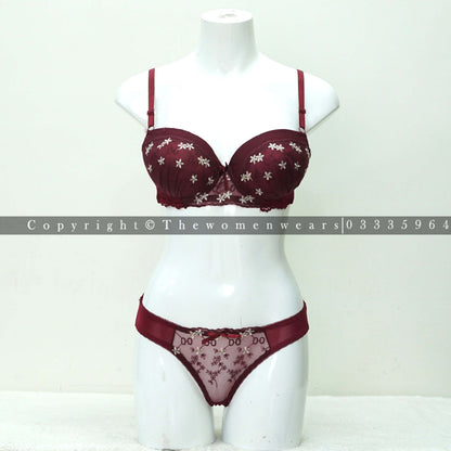 Women's Comfortable Push Up Floral Lingerie Set (6619-1)
