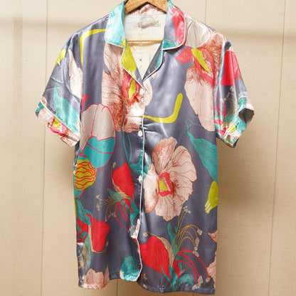 Flower Print Multicolor Satin PJ Set (WF-005)