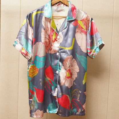 Flower Print Multicolor Satin PJ Set (WF-005)