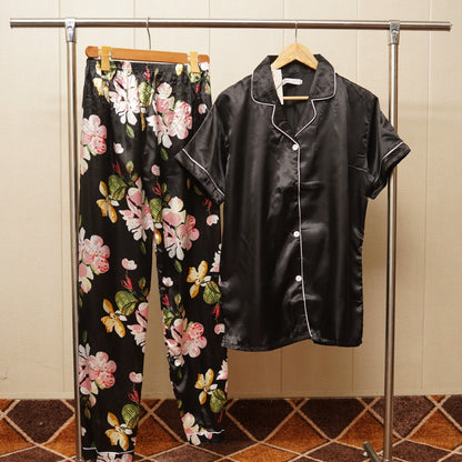 Roses Print Button Through Short Sleeve Pajamas WF002 product view 1