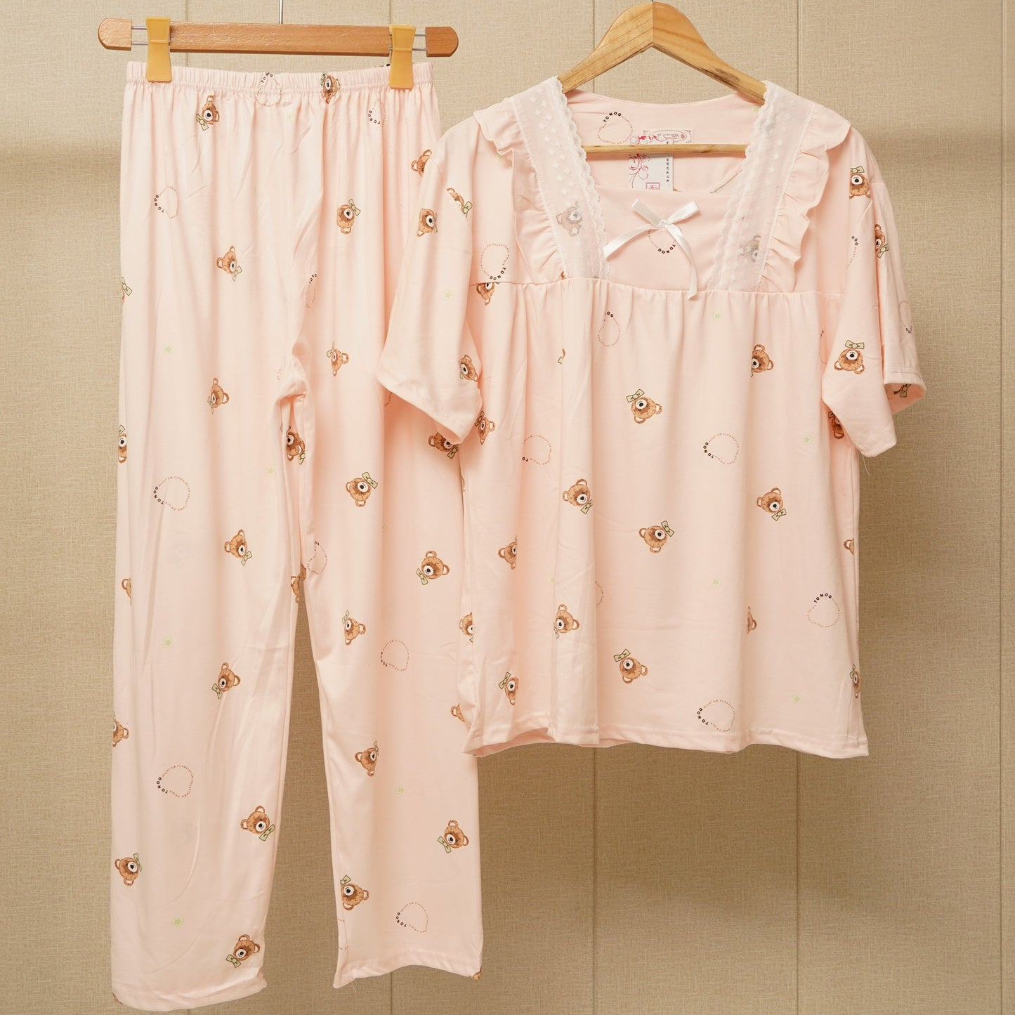 Women Sweet Pink  Pajamas Set (WF-010)