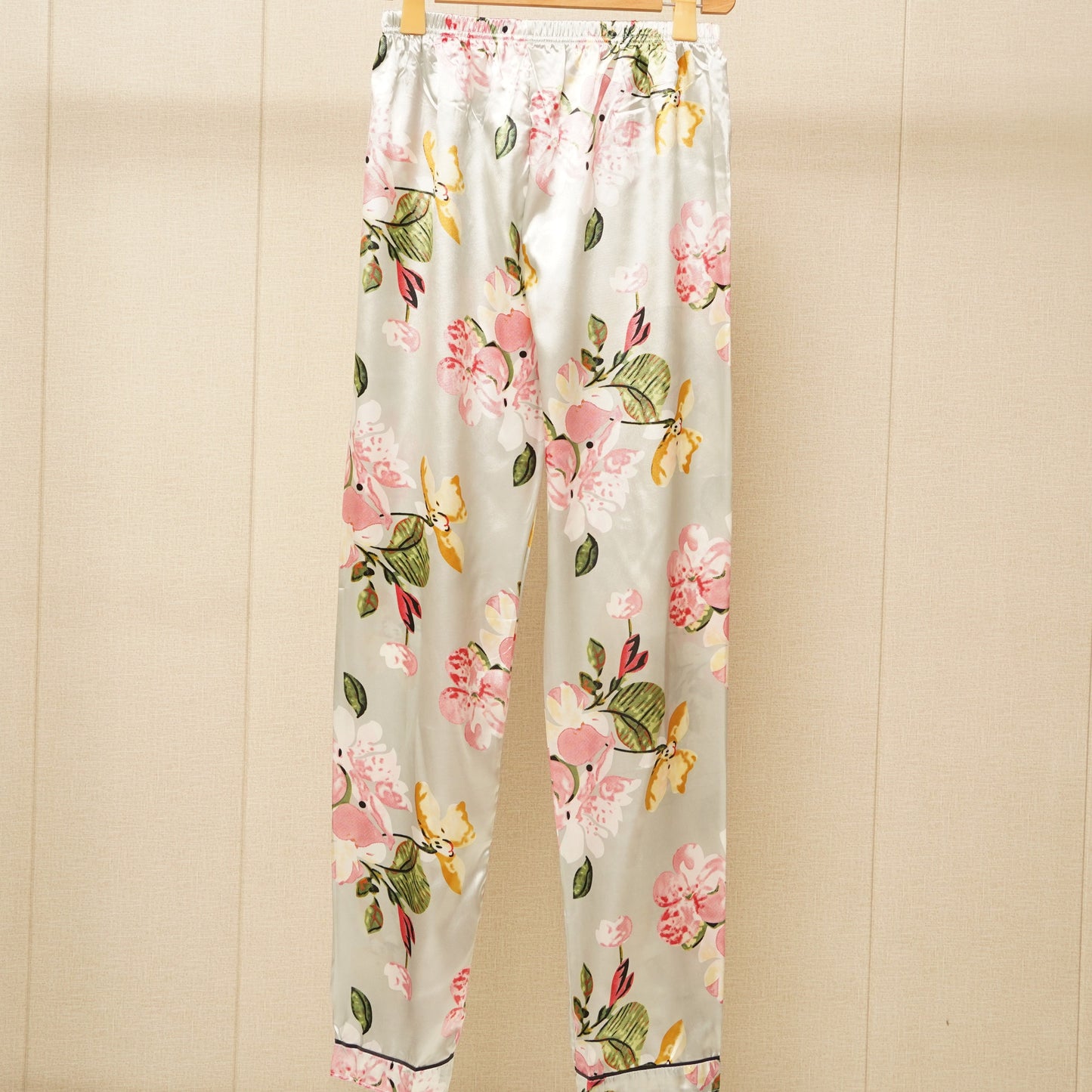 Satin Silk Shirt with flower print pajama (WF-012)