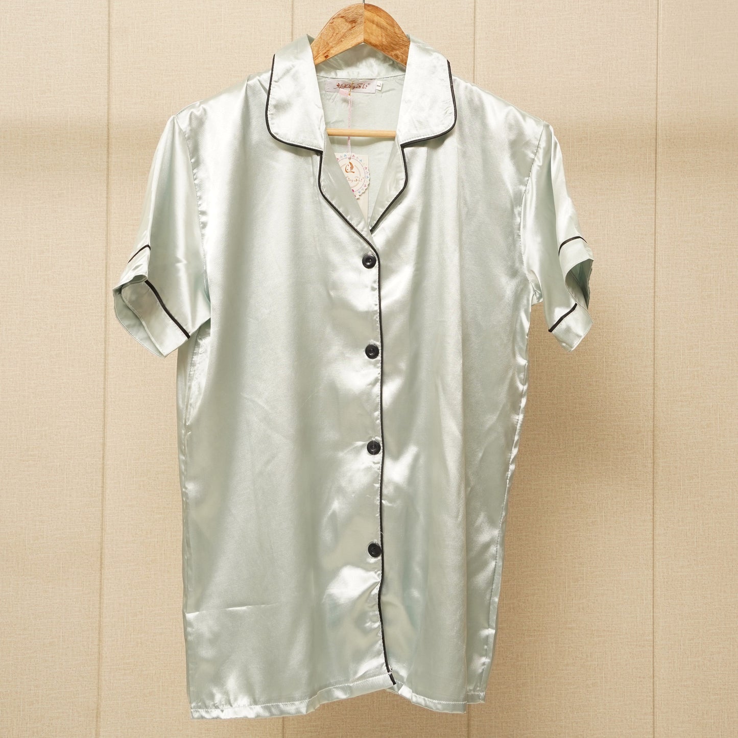 Satin Silk Shirt with flower print pajama (WF-012)