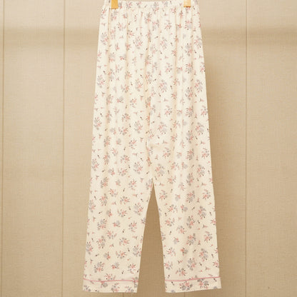 Front Pockets shirt with floral print design nightwear set (WF-013)