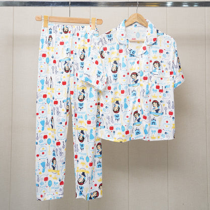 Collar Shirt And Pants 2 Piece Sleep Pajama Set (WF-006)