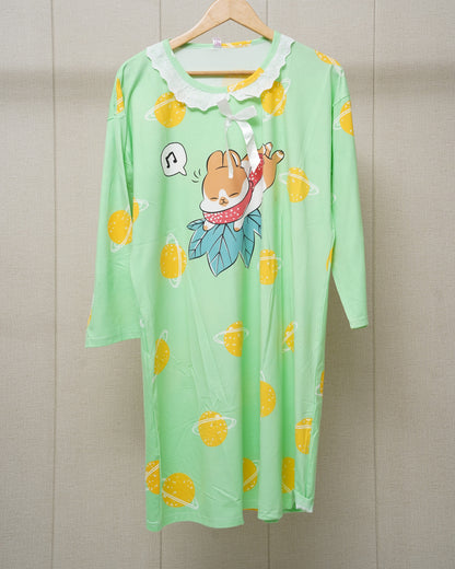 Yellow printed lace neck full slevees shirt