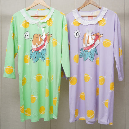 Yellow printed lace neck full slevees shirt