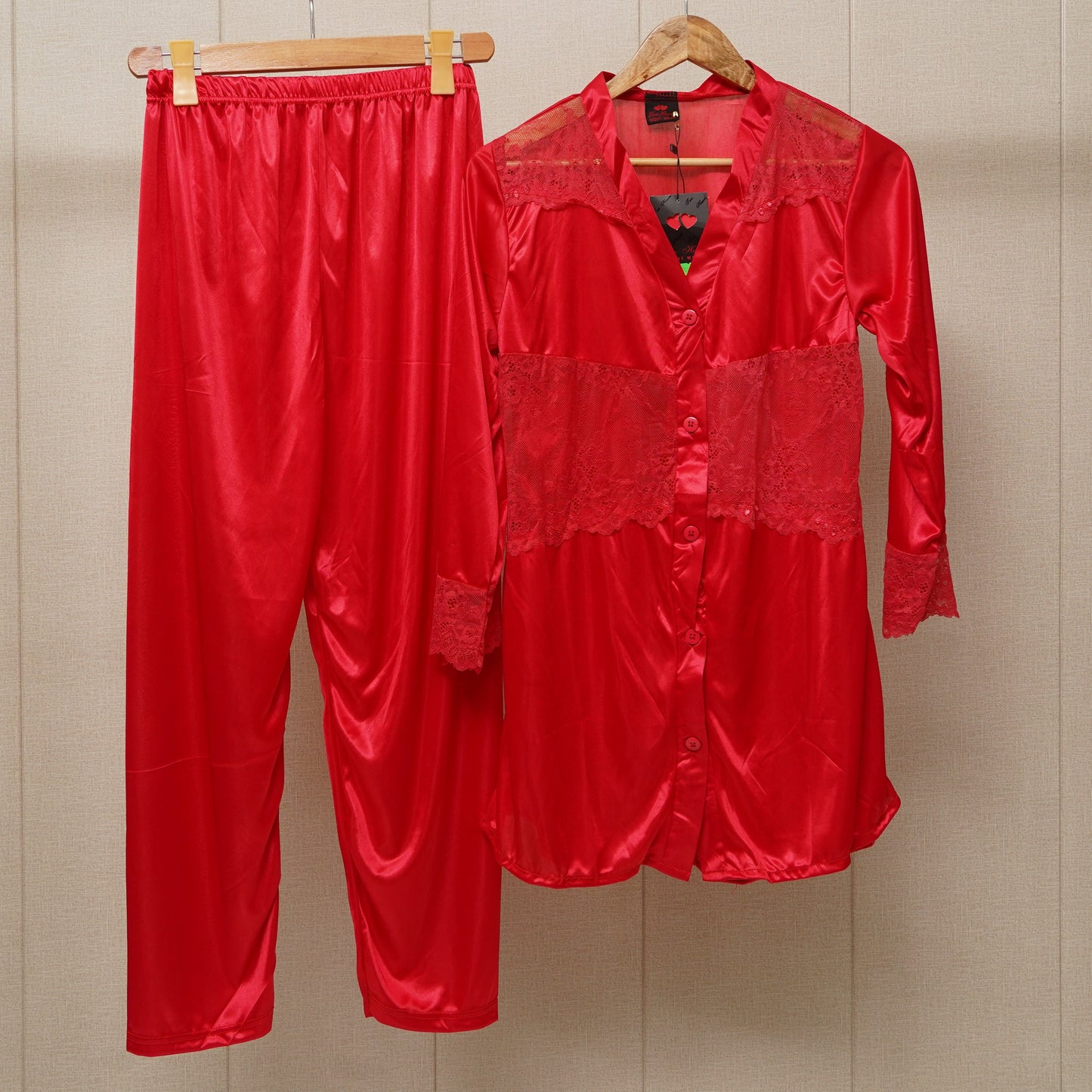 Full sleeves Net shoulder night set
