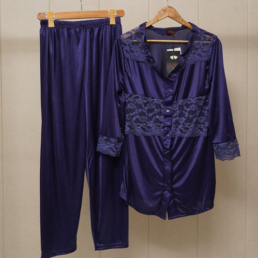 Full sleeves Net shoulder night set