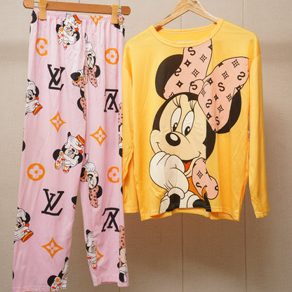 Cotton Printed Mickey Minnie trouser shirt