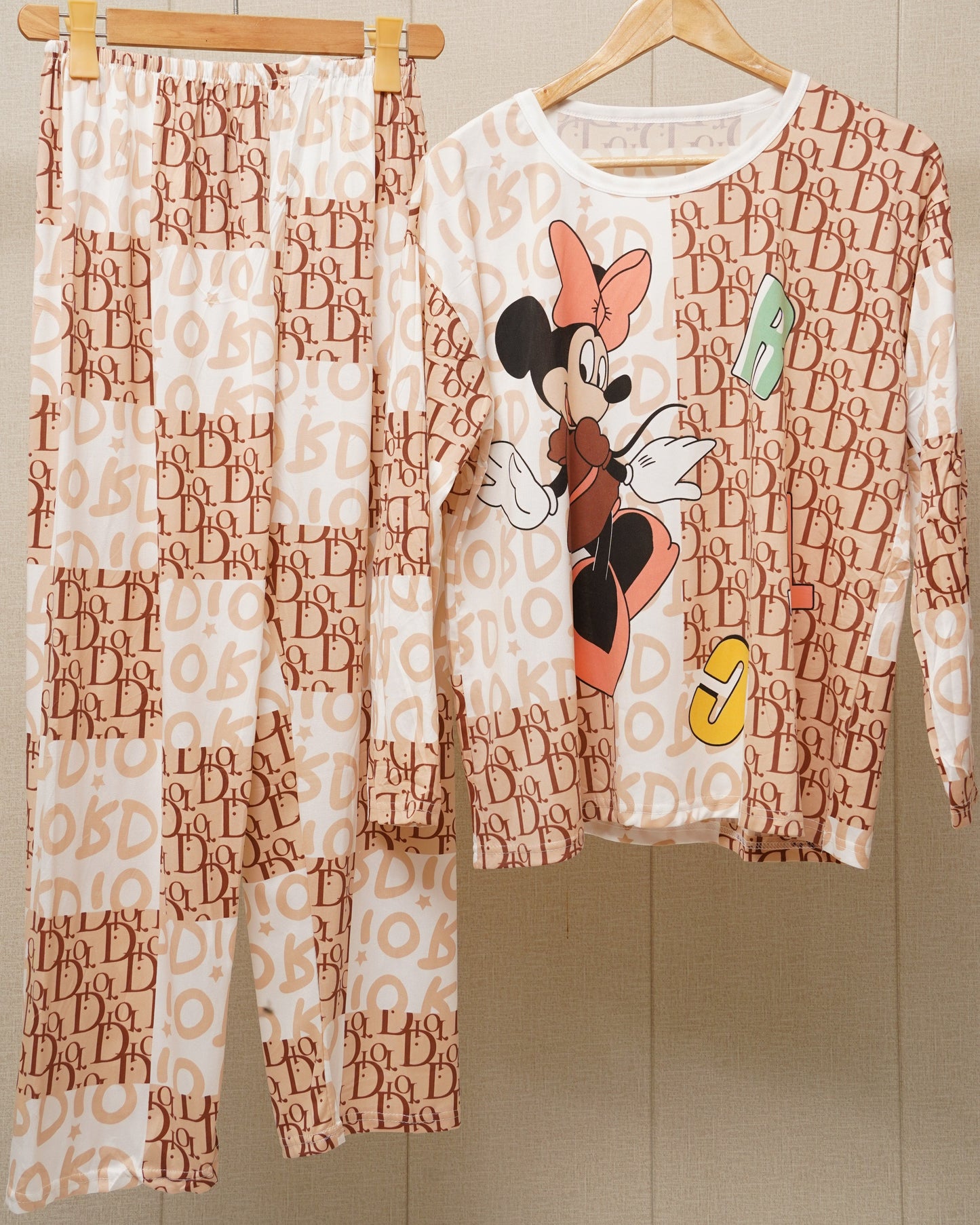 Mickey Full Printing Sleepwear Suits Long Sleeve