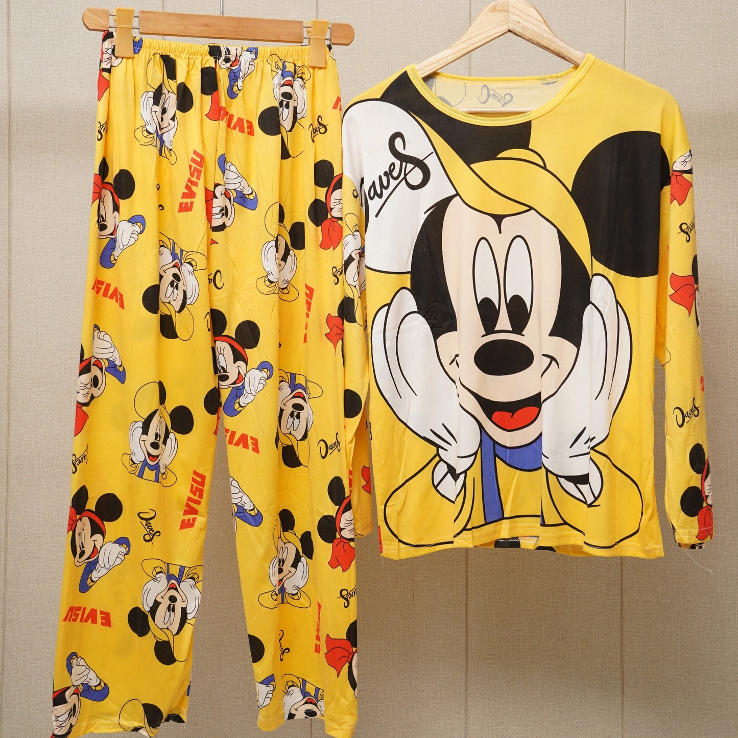 Round neck printed sleapwear set