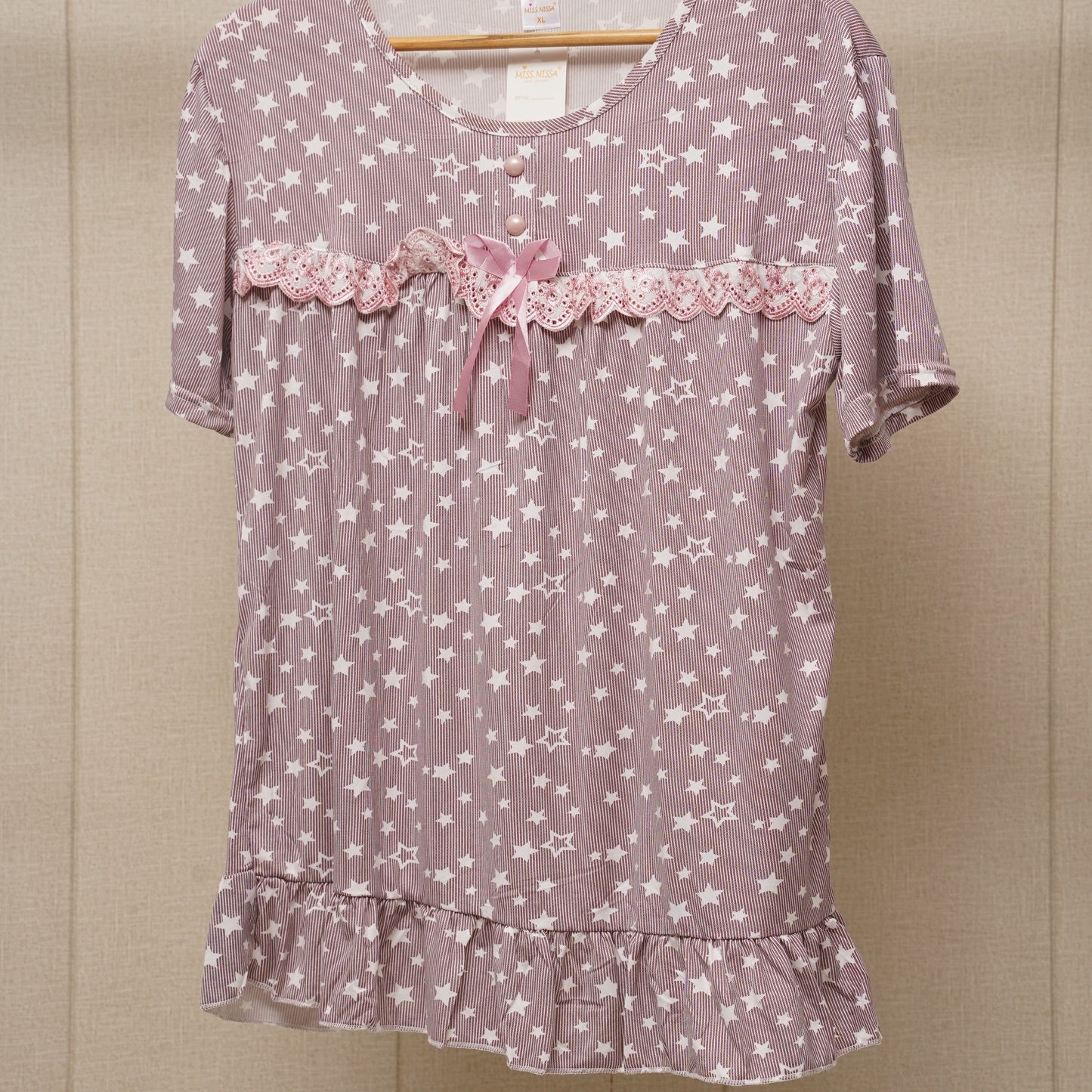 Top and bottom lace shirt with pajama (WF-022)