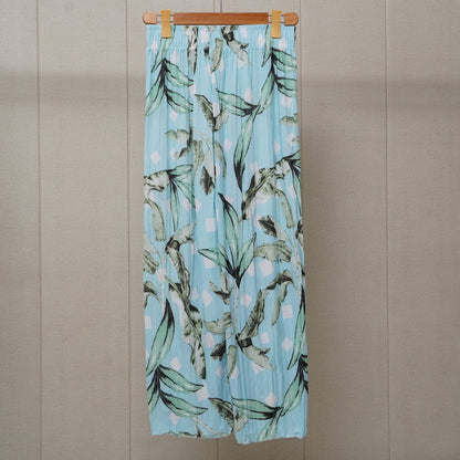 Sky Blue Printed Linen Palazzo PL001 product view 1