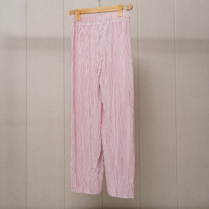 Tea Pink and Grey Printed Linen Palazzo PL009 product view 2