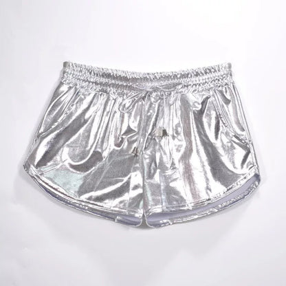 Girls Sexy Cropped Holographic Hoodies Women Shiny PU Metallic (SH-207)