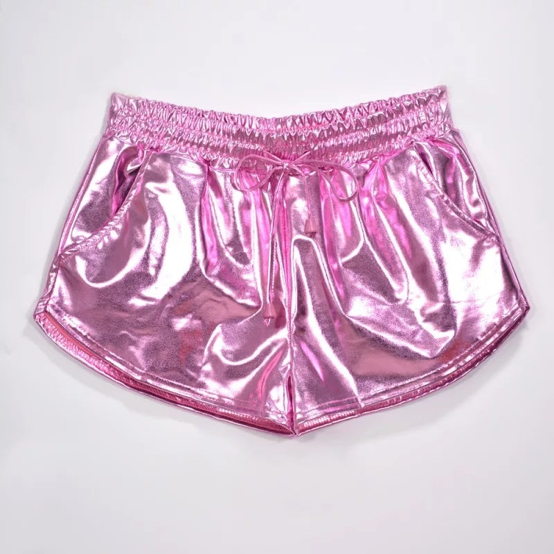 Girls Sexy Cropped Holographic Hoodies Women Shiny PU Metallic (SH-207)