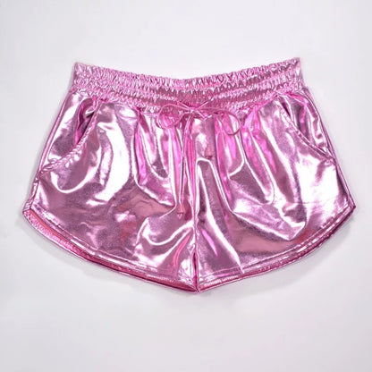 Girls Sexy Cropped Holographic Hoodies Women Shiny PU Metallic (SH-207)