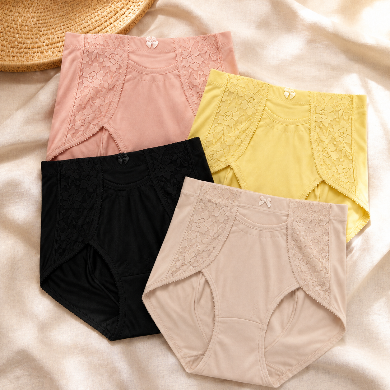 HWU001 pocket panty in Pink Yellow Black and Beige