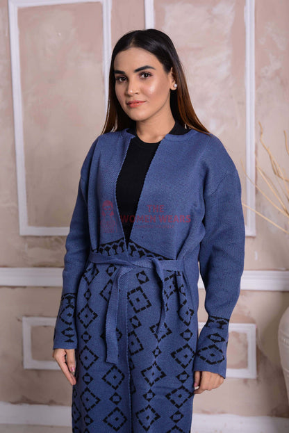 Dusky Blue Belted Cardigan CGN09 product view 3