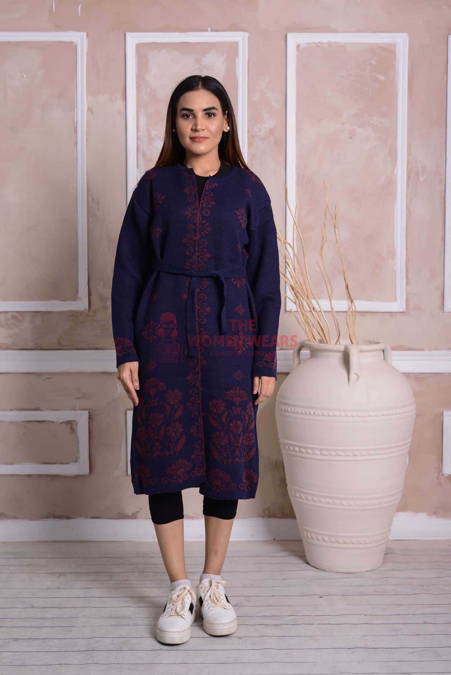 Imported Front Open Ebony Clay Cozy Belted Cardigan Sweater - (CGN11)