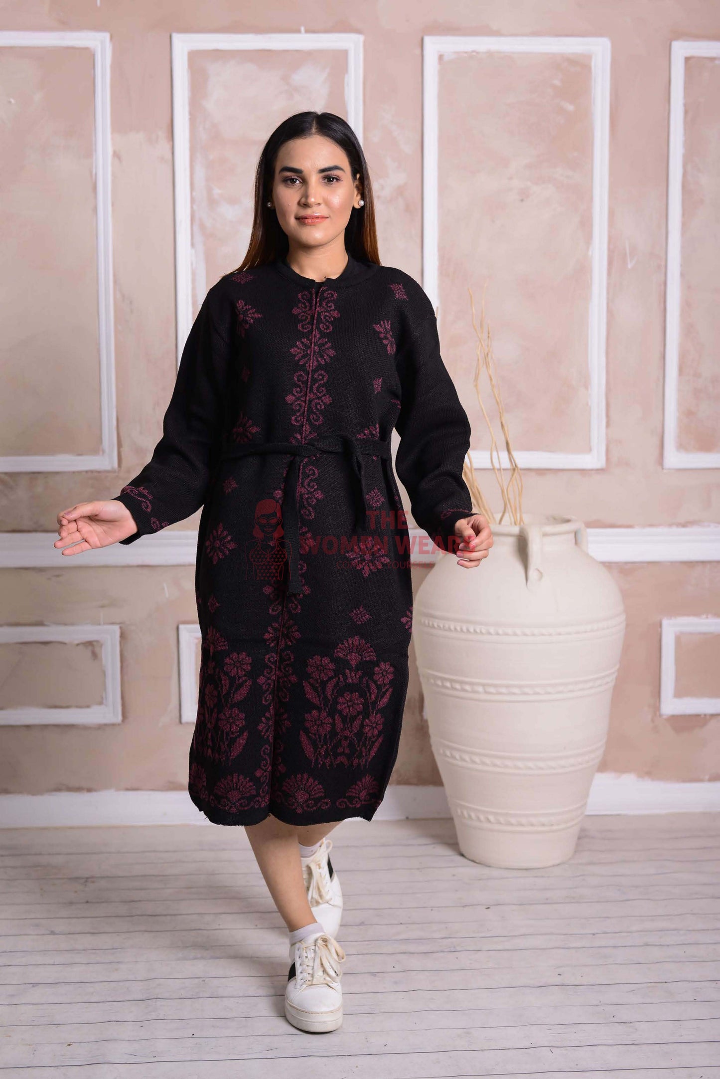 Imported Front Open Onyx Cozy Belted Cardigan Sweater - (CGN16)