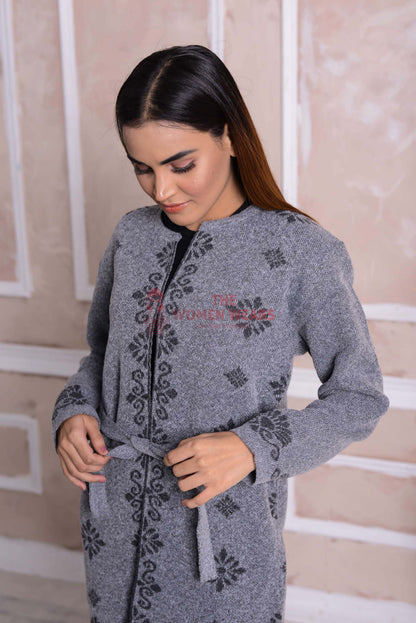 Cool Grey Belted Cardigan CGN06 product view 3