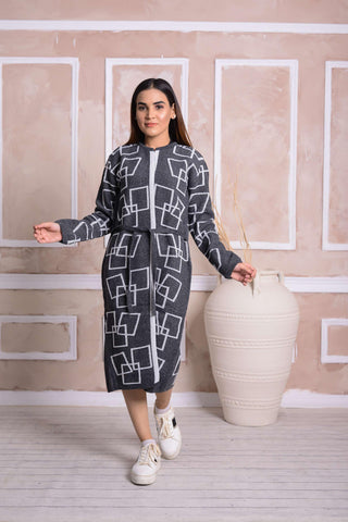 Imported Front Open Charcoal Grey Cozy Belted Cardigan Sweater - (CGN24)