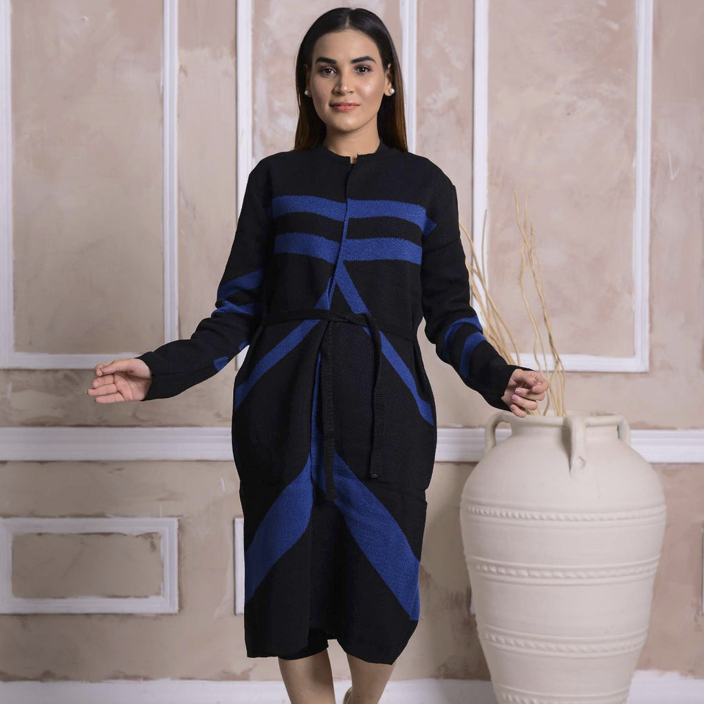 Imported Front Open Onyx Cozy Belted Cardigan Sweater - (CGN28)