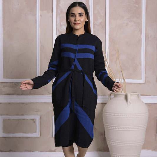 Imported Front Open Onyx Cozy Belted Cardigan Sweater - (CGN28)