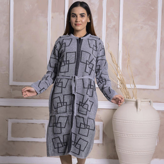 Imported Front Open Gunsmoke Cozy Belted Cardigan Sweater - (CGN30)