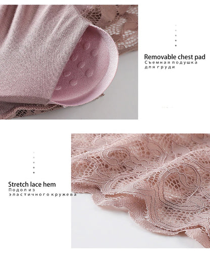 Lace Bralette Removable Padded Camisole T-Shirt (8828)