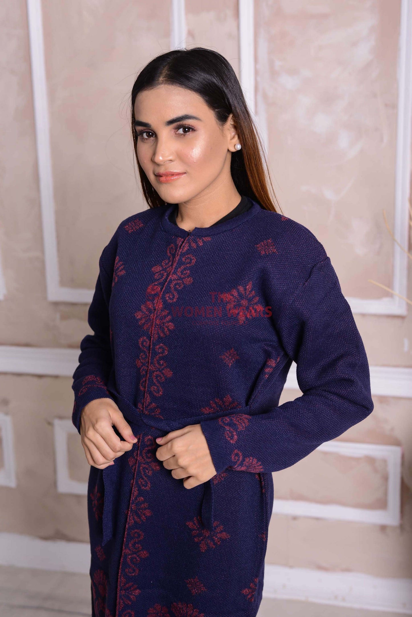 Imported Front Open Ebony Clay Cozy Belted Cardigan Sweater - (CGN35)