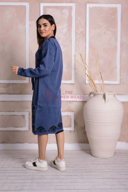 Kashmir Blue Belted Cardigan CGN36 product view 2