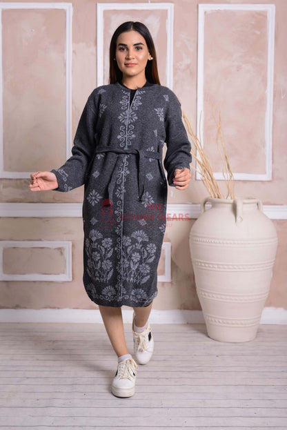 Charcoal Grey Belted Cardigan CGN37 product view 1