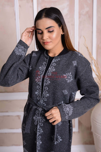 Charcoal Grey Belted Cardigan CGN37 product view 3