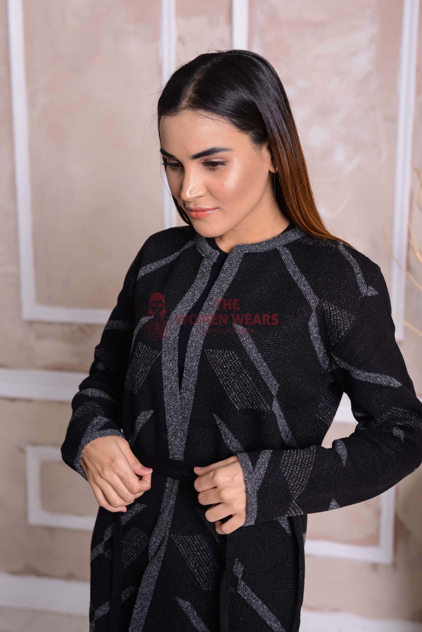 Imported Front Open Onyx Cozy Belted Cardigan Sweater - (CGN39)