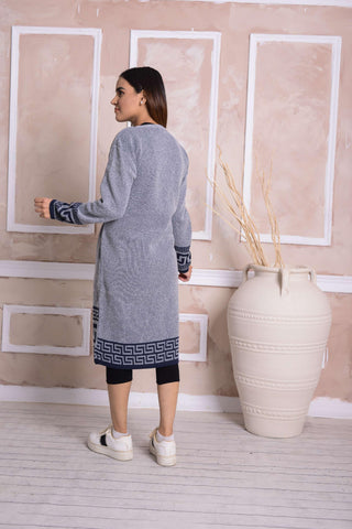 Imported Front Open Regent Grey Cozy Belted Cardigan Sweater - (CGN59)