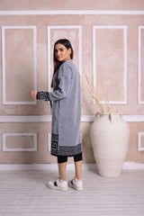 Grey Imported Front Open Cool Cozy Belted Cardigan Sweater