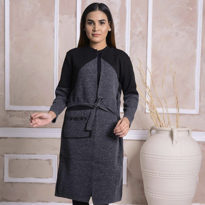 Charcoal Grey Black Belted Cardigan CGN65 product view 1