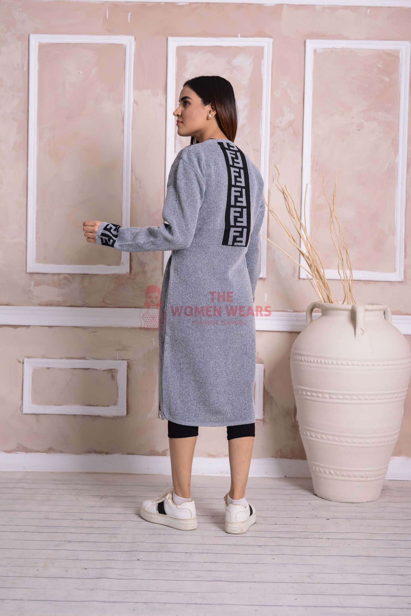 Imported Front Open Regent Grey Cozy Belted Cardigan Sweater - (CGN51)