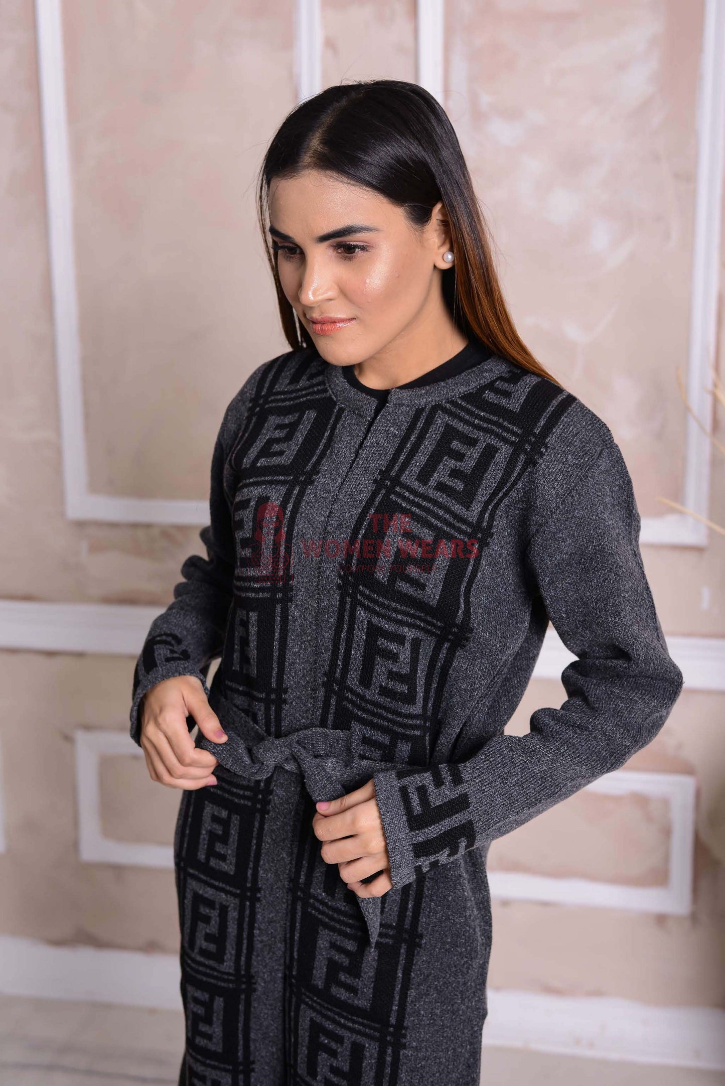 Imported Front Open Bleached Cedar Cozy Belted Cardigan Sweater - (CGN52)