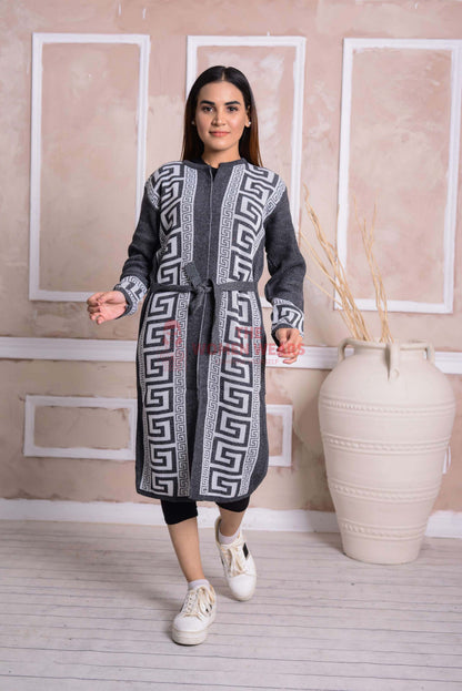 Charcoal Grey Belted Cardigan CGN49 product view 1