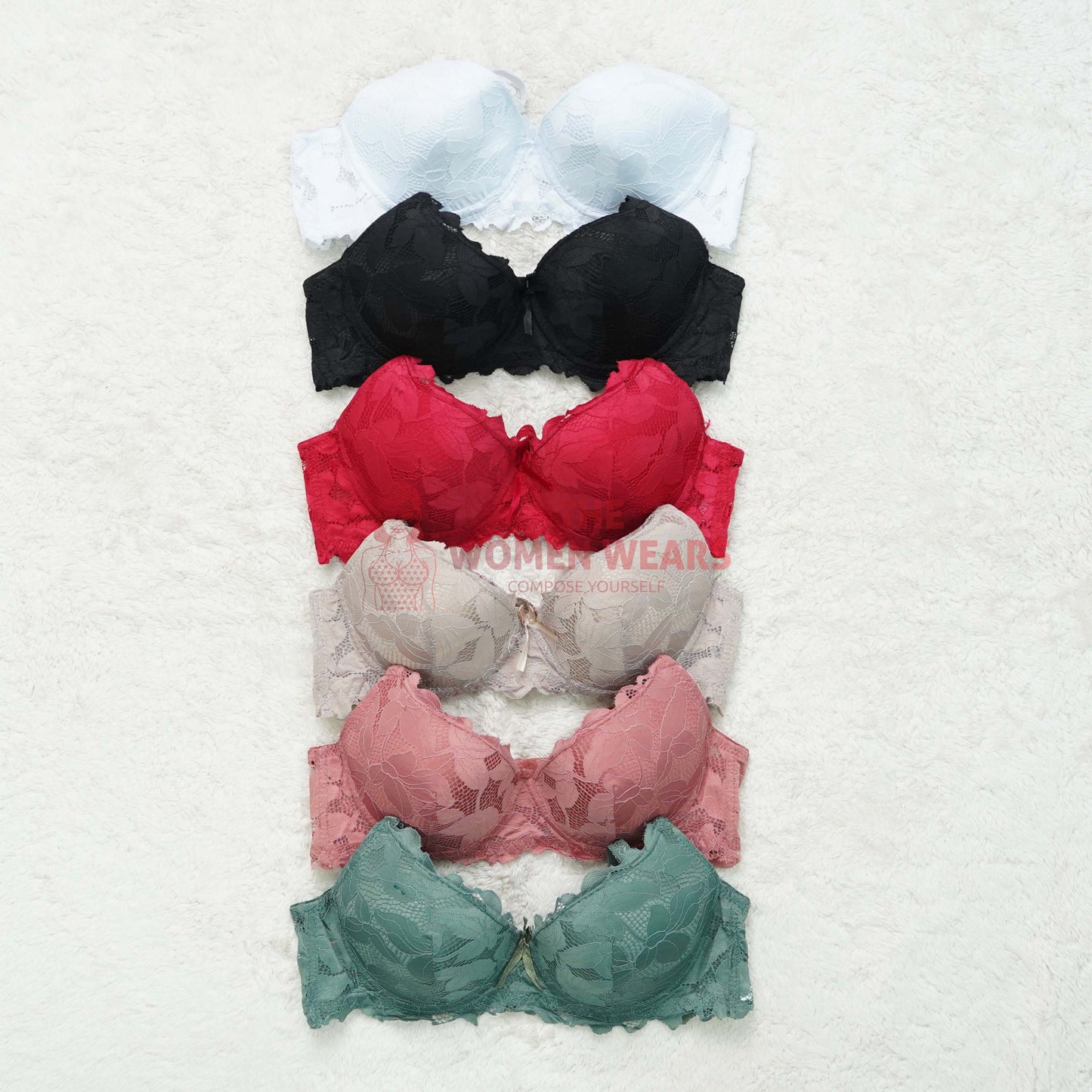 Womens Double Pushup Padded Lace Bra (REF-77002)